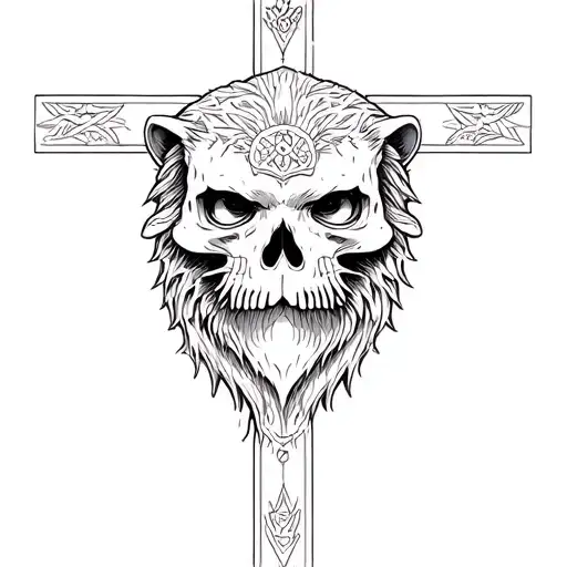 Cruz Da Crucifixion And Skul Half Otter Face