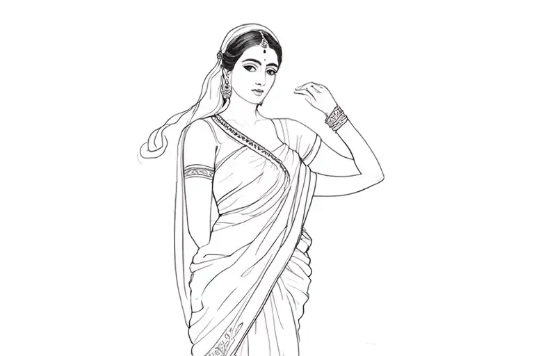 A Woman In A Black Sari