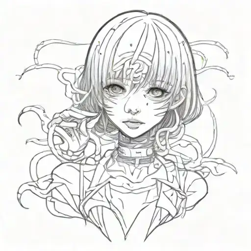 Gore Style Black And White Anime Character Junji Ito Style