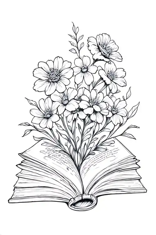 Book Surrounded By Flower
