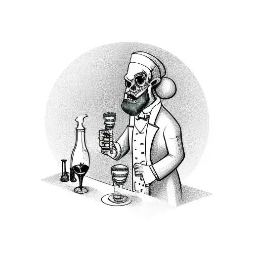 Bartender Mixing A Drink With A Gothic Twist