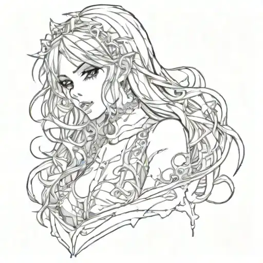 Black And White Anime Girl Gore Horror Gothic Style