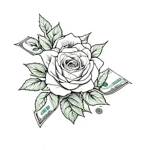 Hernandez In Cursive With Money Beside And Roses Intertwined