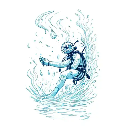 Diver Siloutte Exploring The Depths Going Down Forearm