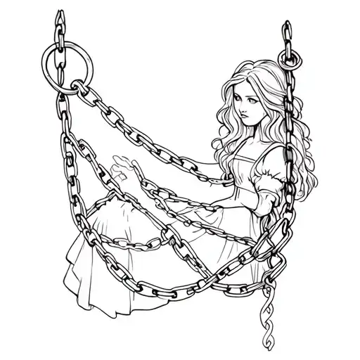 Alice In Wonderland In Chains Wrapped Tightly