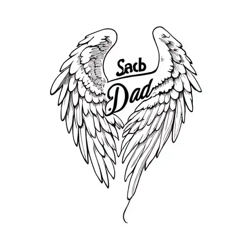 One Wing Of An Angel And The Inscription Dad