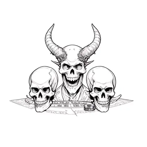 Casino With Devil And Skulls