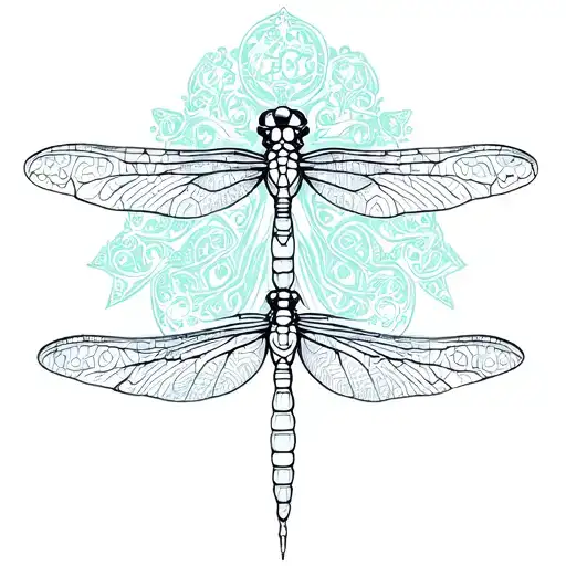Dragonfly With Celtic Mother And 2 Children Symbol As The Body