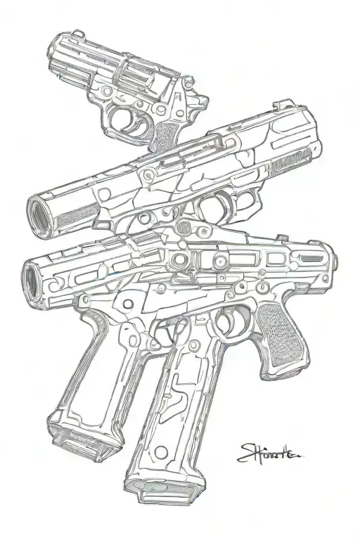 Shotgun And Pistol Make A Cross