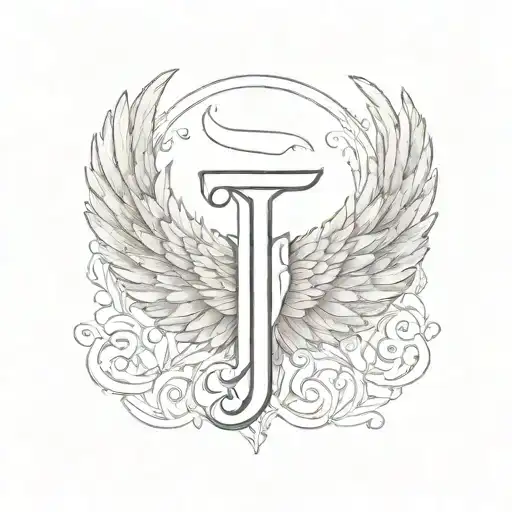 The Letter J With Angel Wings