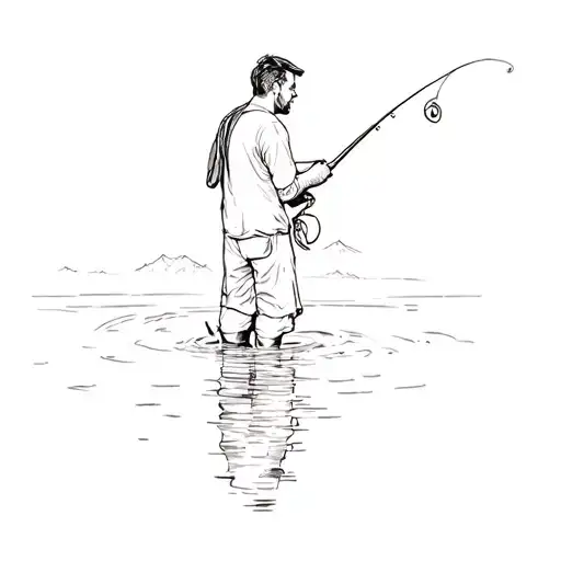 A Man Fishing In A Lake