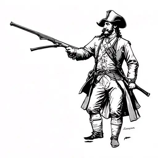 Tattoo Stencil Depicting A Revolutionary War Era Man