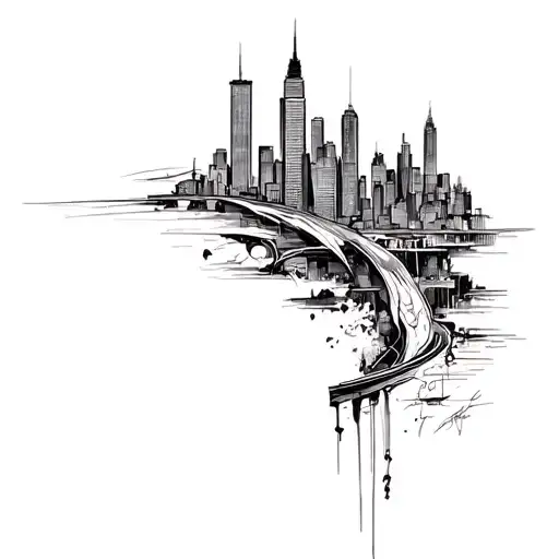 Tattoo Stencil Of A City Skyline