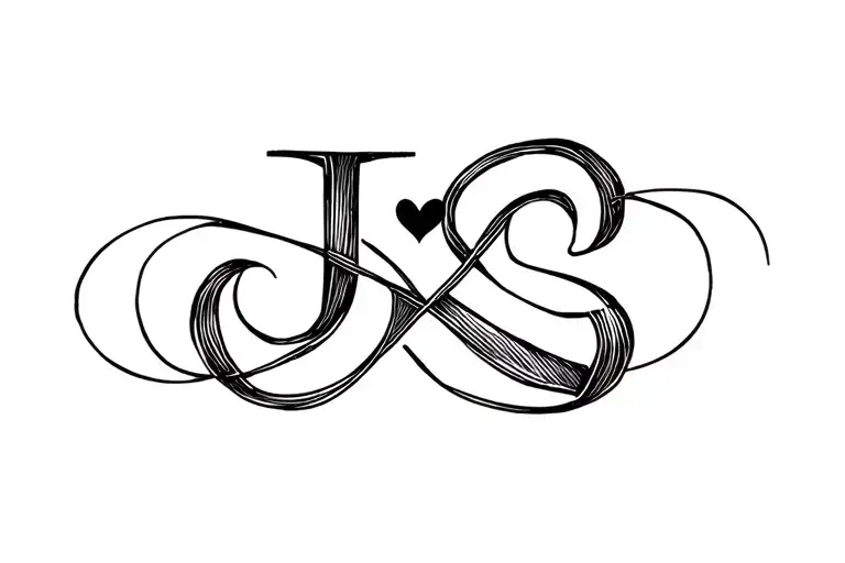 Letter J And Letter S In A Infinity Sing With A Small Heart