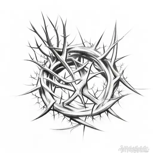 A Sketch-style Tattoo Of A Crown Of Thorns Surrounded By Thorny Vines