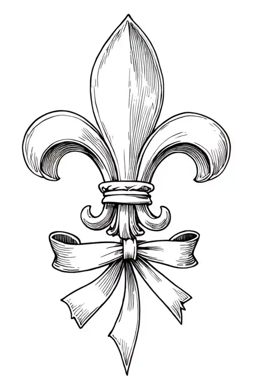 A Small Fleur De Lis Tied At The Bottom With A Long Flowing Ribbon