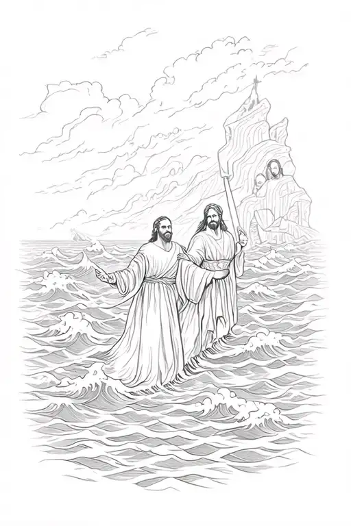Moses Parting The Sea Waves
