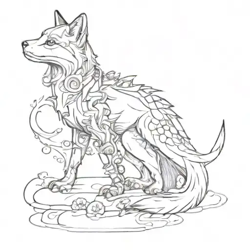 Fox With Dragon Wrapping Itself Behind That Little Lady