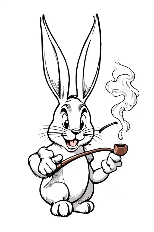 Bugs Bunny Logo Smoking Pipe Smoke