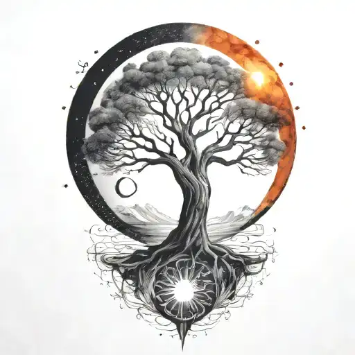 Tree Of Life And Sun And Moon