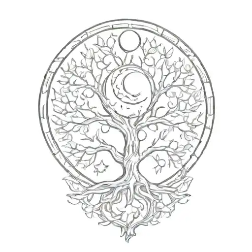 Tree Of Life And Sun And Moon