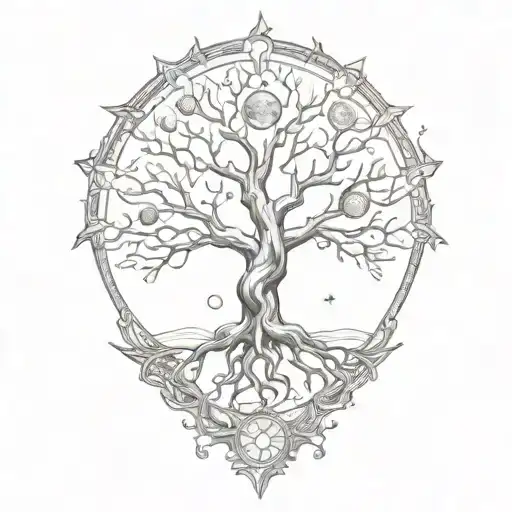 Tree Of Life And Sun And Moon