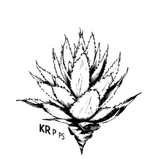 Agave Plant With The Initials Kr And Ps Worked Into The