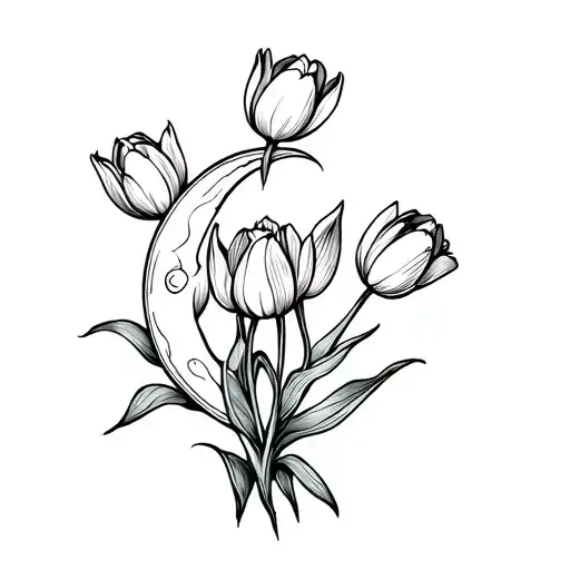 Moon And Tulips Black