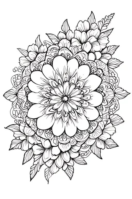 Mandala And Flowers