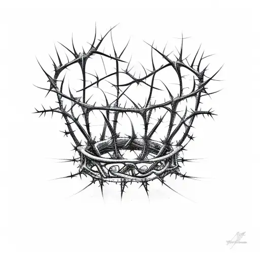 A Sketch-style Tattoo Of A Crown Of Thorns Surrounded By Thorny Vines