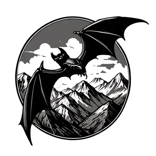 Bat On The Background Of The Mountains