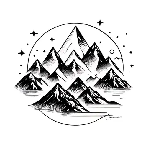 Geometric Shapes Mountains And Text