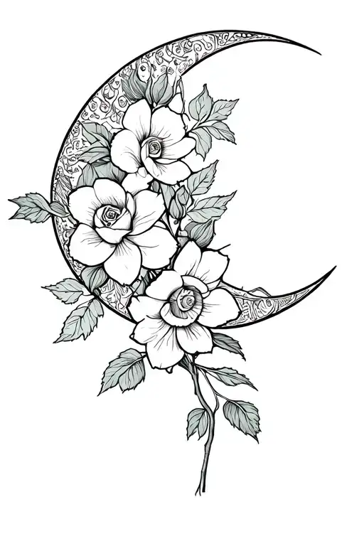 Roses With Daffodils On A Half Moon Surrounded