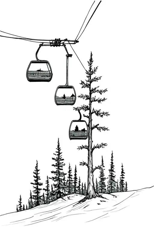 Log Cabin Aspen Trees Ski Lift Columbines