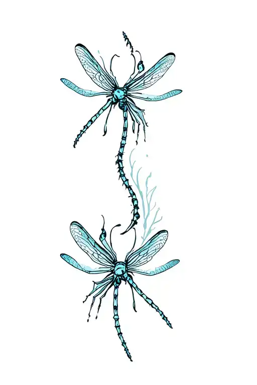 Two Dragonflies Following Eachother