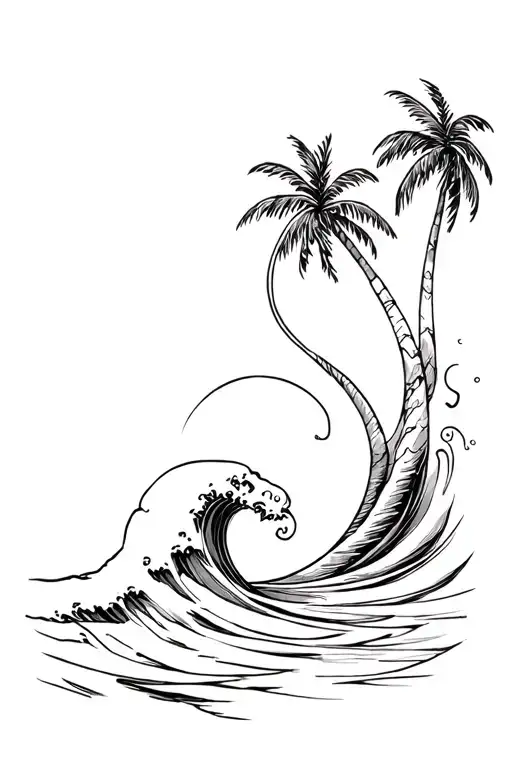 The Ocean Wave Crashing Waves And Palm Trees