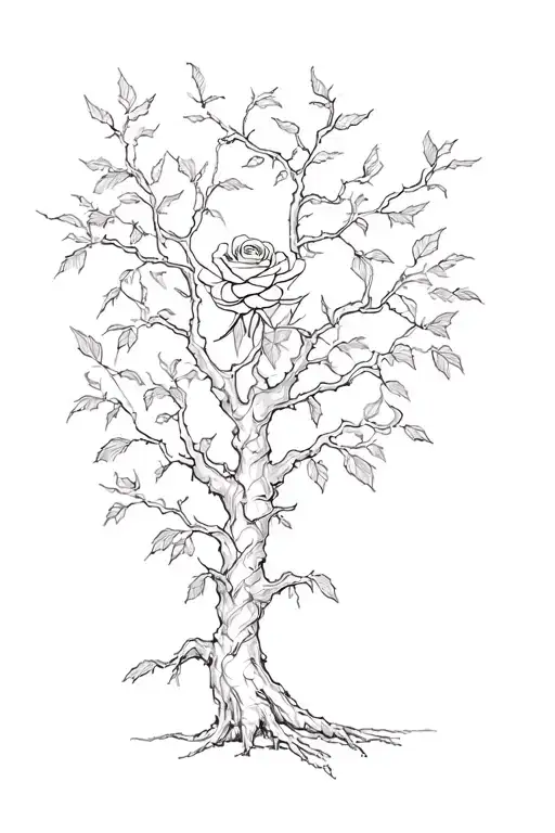 Rose And Willow Tree