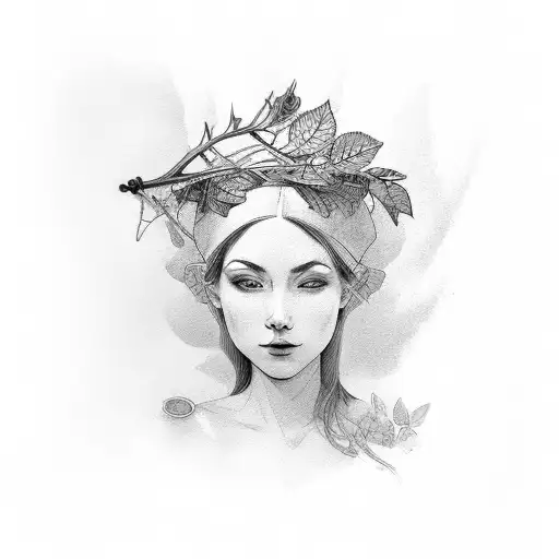 Bust Of A Woman With A Head Of Leaf