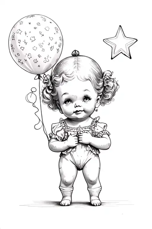 Kewpie Doll Holding Star Balloon