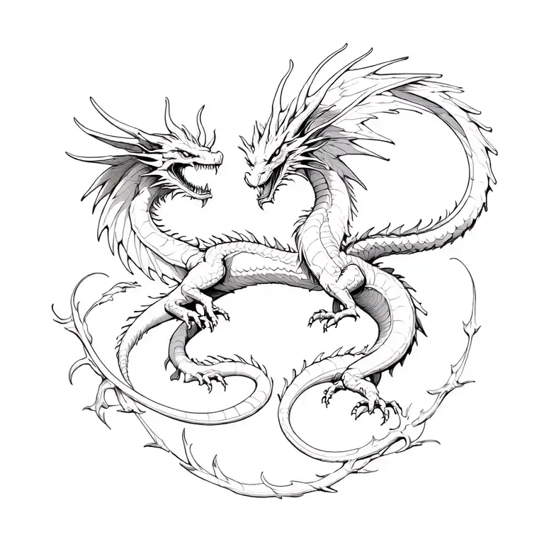 Dragon Fighting Angels In An Antique Engraving Style