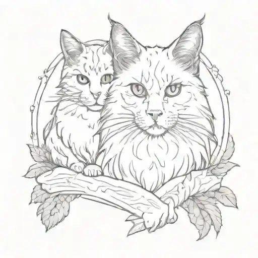 Maine Coon Dove Raven And White Cat