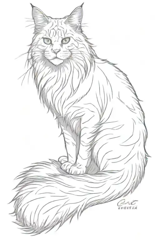 Maine Coon With White Cat