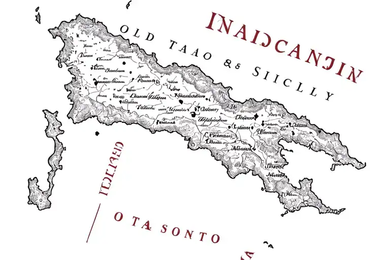 Map Of Sicily Tatoo Decorated Old School