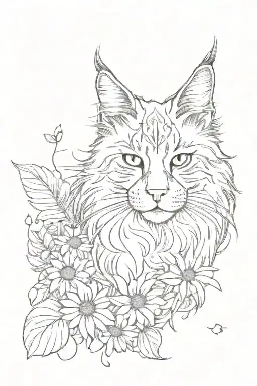 Maine Coon In Daisies
