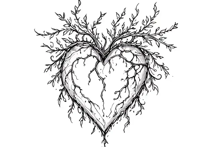 Heart And Vines Growing