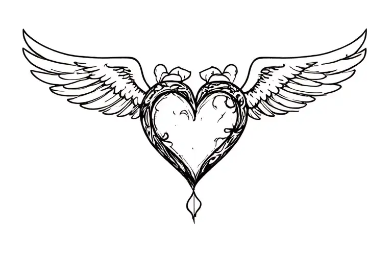 Lower Back Tattoo Design Featuring Heart With Wings