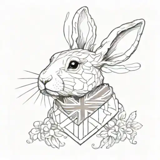 Rabbit With Union Jack Heart Above His Head