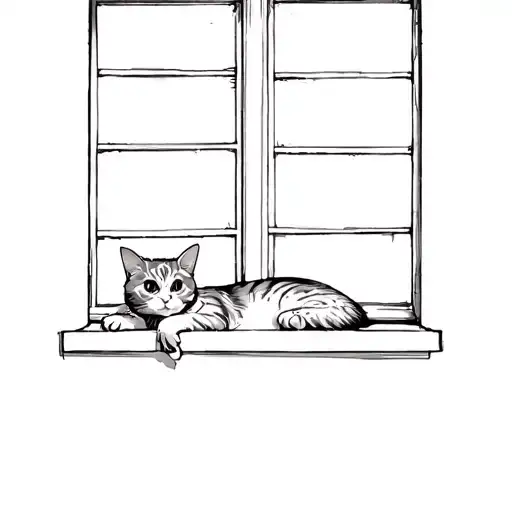 Cat Laying On Window Sill