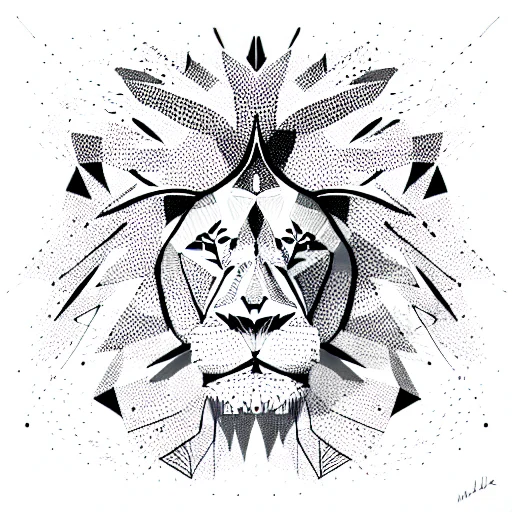 Exploding Geometric Lion With Border
