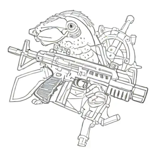 Smiling Avacado Holding A Colt Ar-15 With A M203 Grenade Launcher Attached